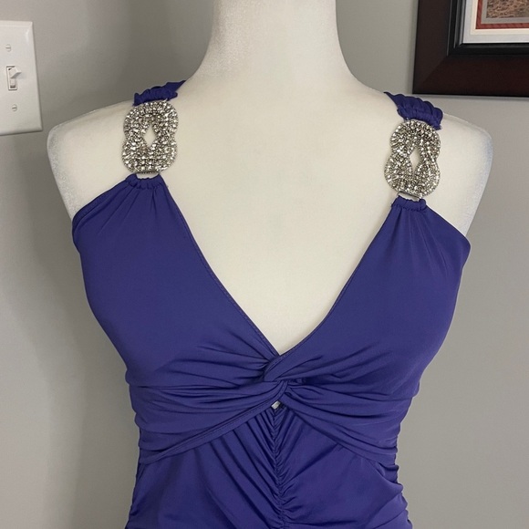 Frederick’s of Hollywood | purple form fitted medium sexy bodycon Sparkle ruched - Picture 2 of 6